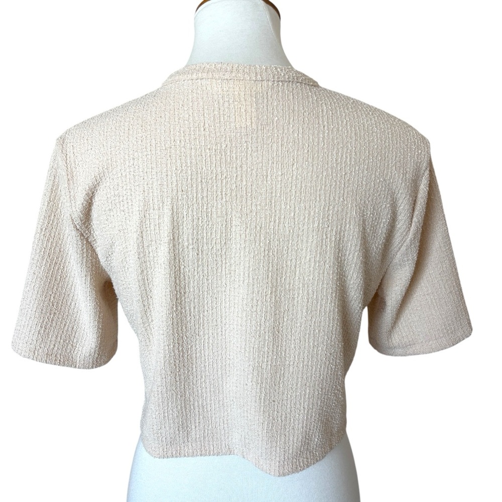 H&M SHORT SLEEVED BOUCLE CARDIGAN TOP CREAM SIZE SMALL - Picture 6 of 9